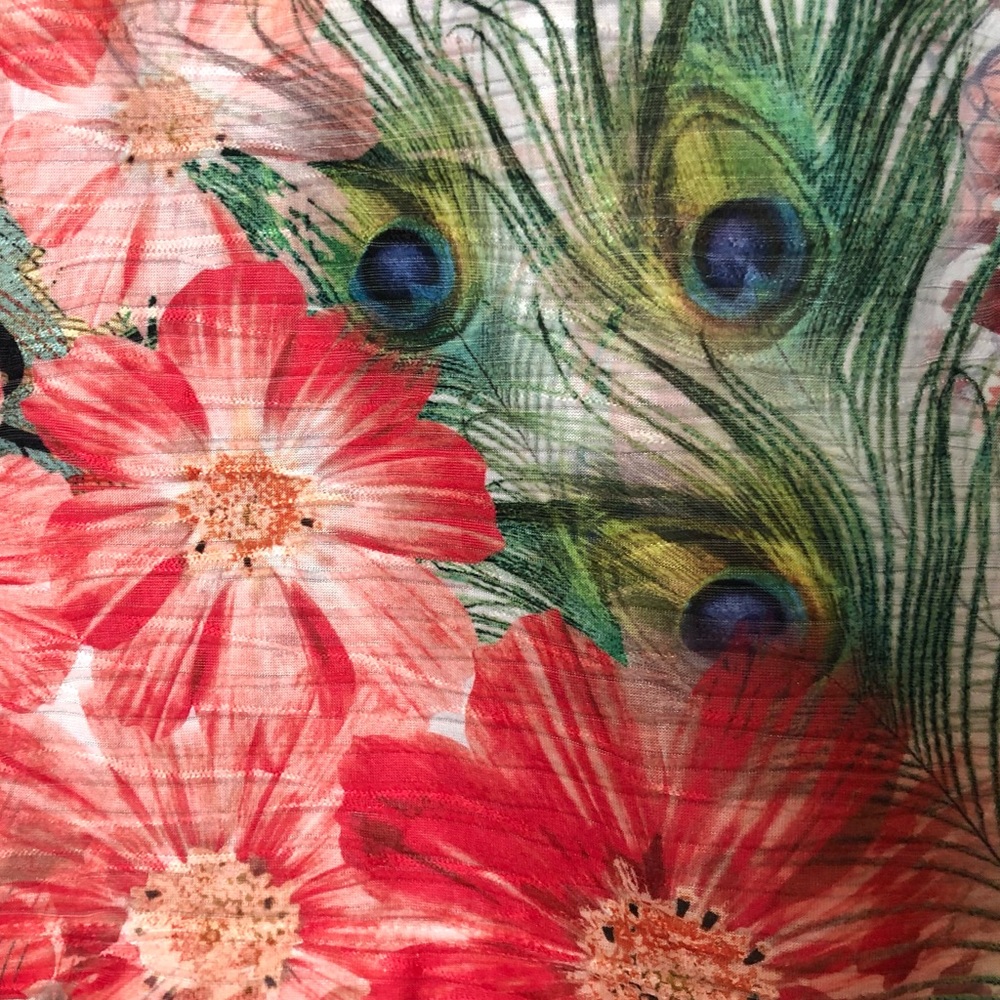 Blue Mood Floral & Peacock Feathers Top - Picture 10 of 13